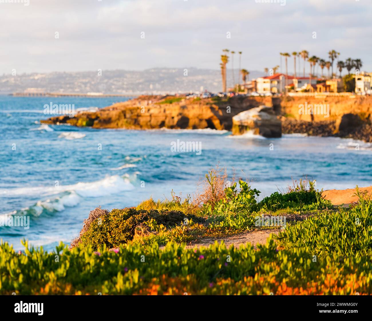 Sunset cliffs at the beach Stock Photo