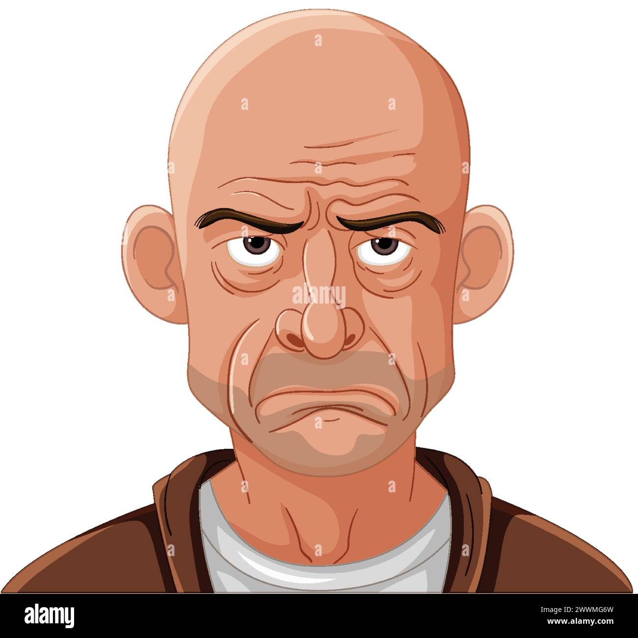 Vector illustration of a man with a grumpy expression Stock Vector ...