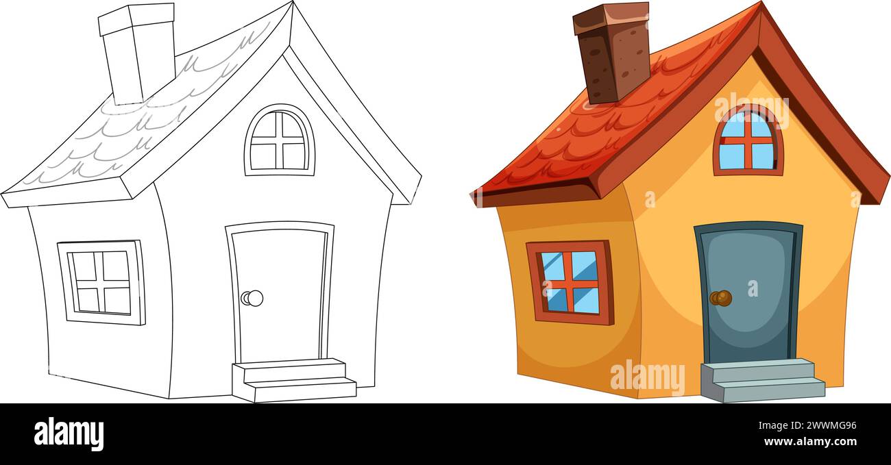 Two stylized vector illustrations of small houses Stock Vector Image ...