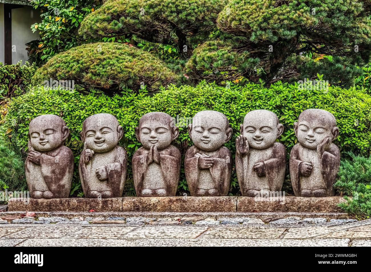 Jizo Child Buddha Statues Tofuku-Ji Buddhist Temple Kyoto Japan Stock Photo