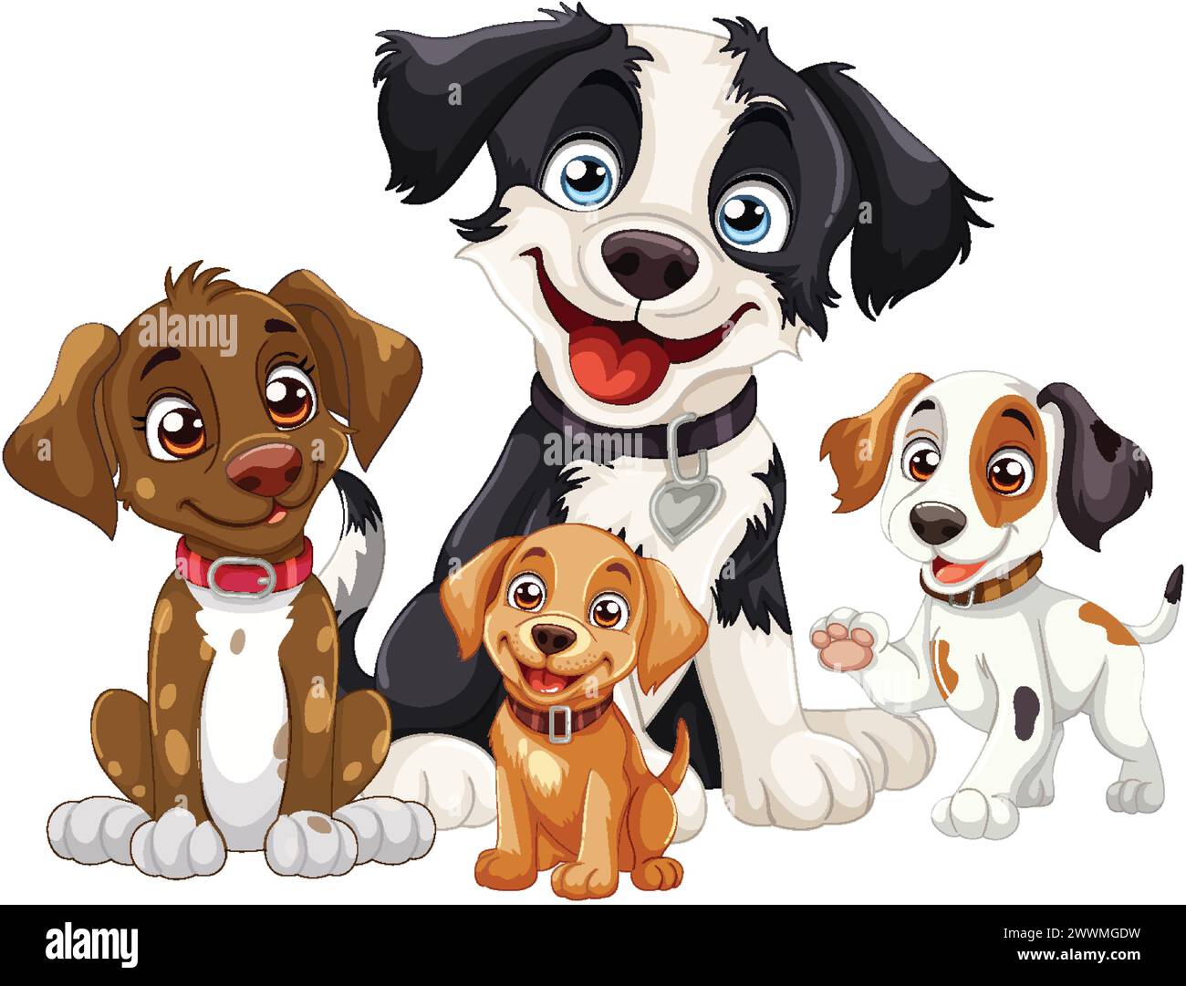 Four cute animated puppies smiling together Stock Vector Image & Art - Alamy