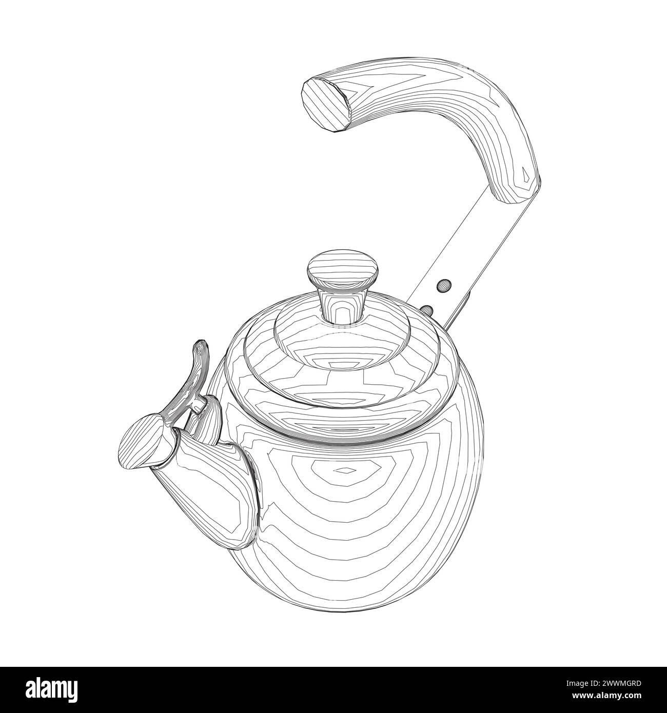 Draw Kettle Vector Kettle vector illustration isolated on white, domestic appliance line ...