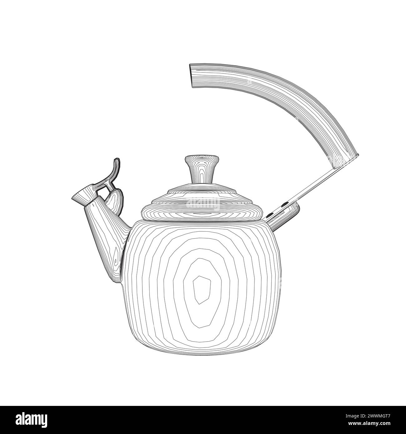 Kettle vector illustration isolated on white, domestic appliance line outline thin flat design sign. Stock Vector