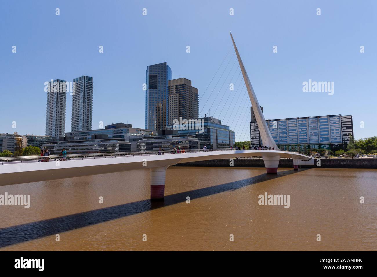 Beautiful modern architecture bridge in Puerto Madero, Buenos Aires Stock Photo