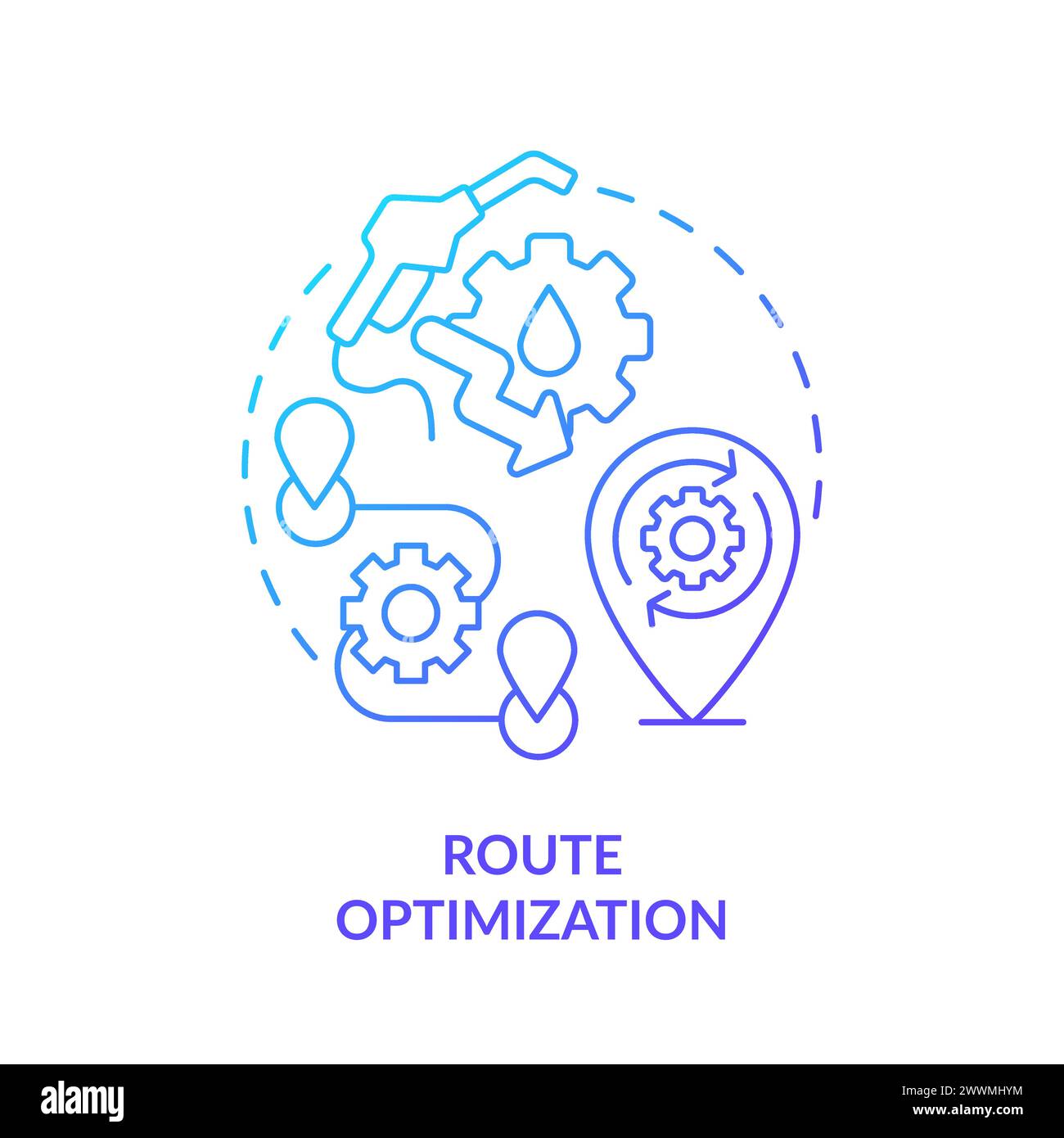 Route optimization blue gradient concept icon Stock Vector