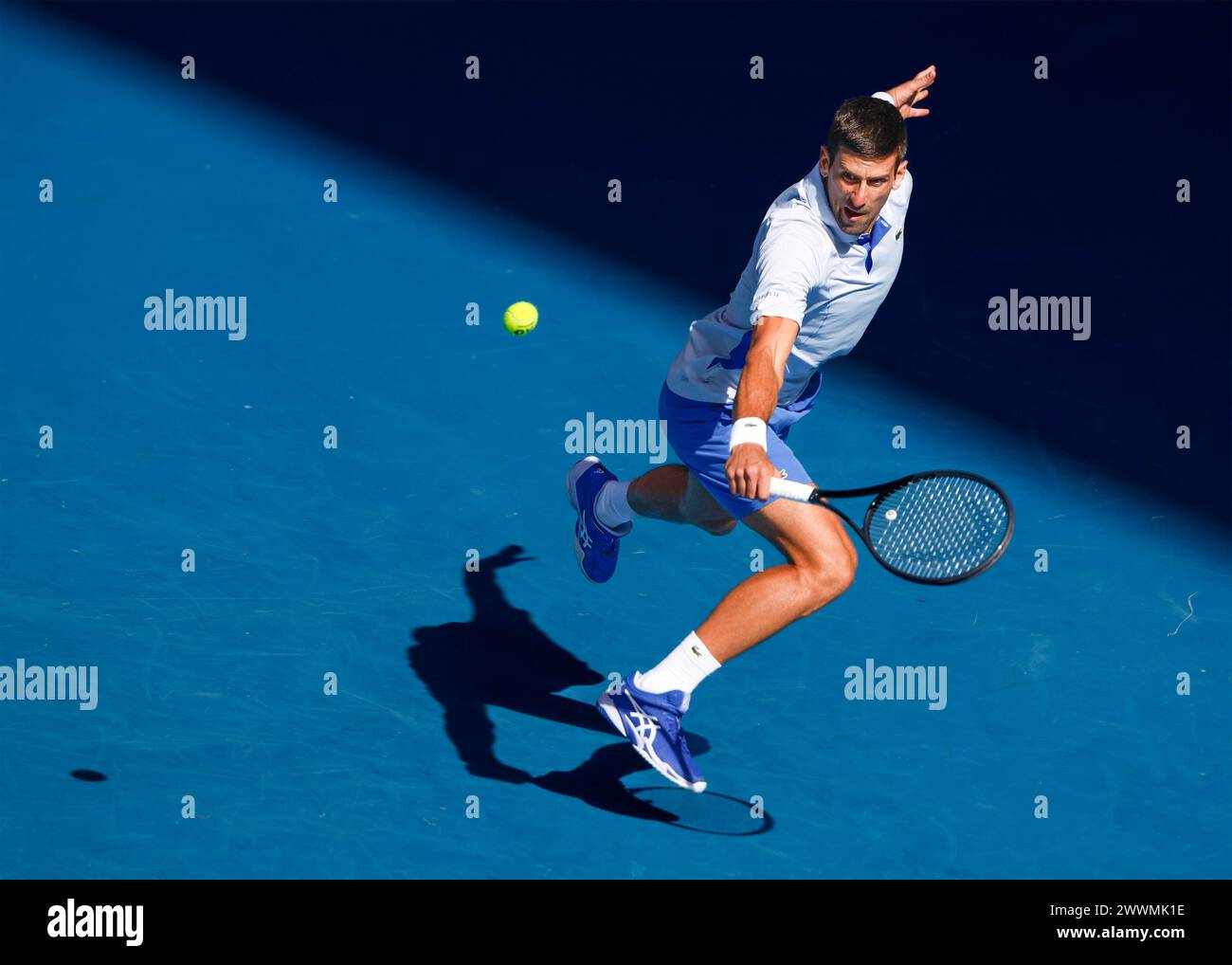 Novak Djokovic (SRB) in action at the Australian Open 2024 at Melbourne