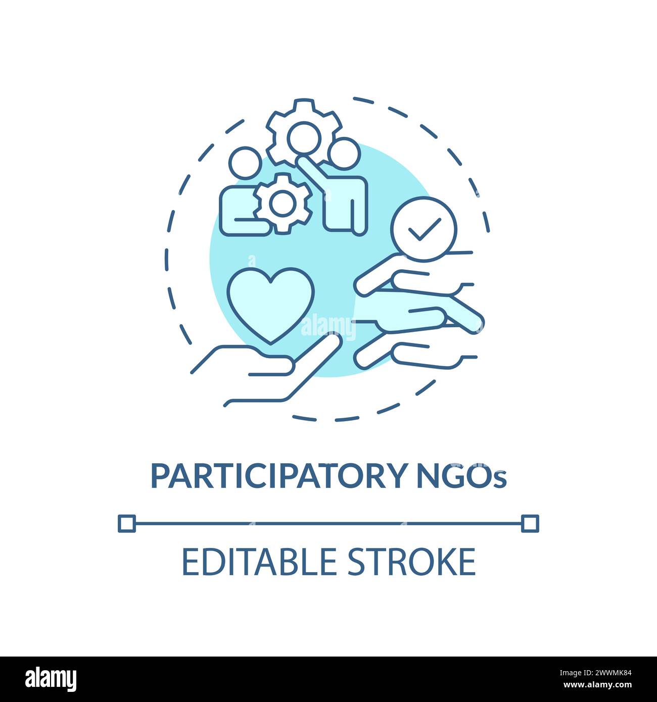 Participatory NGOs soft blue concept icon Stock Vector