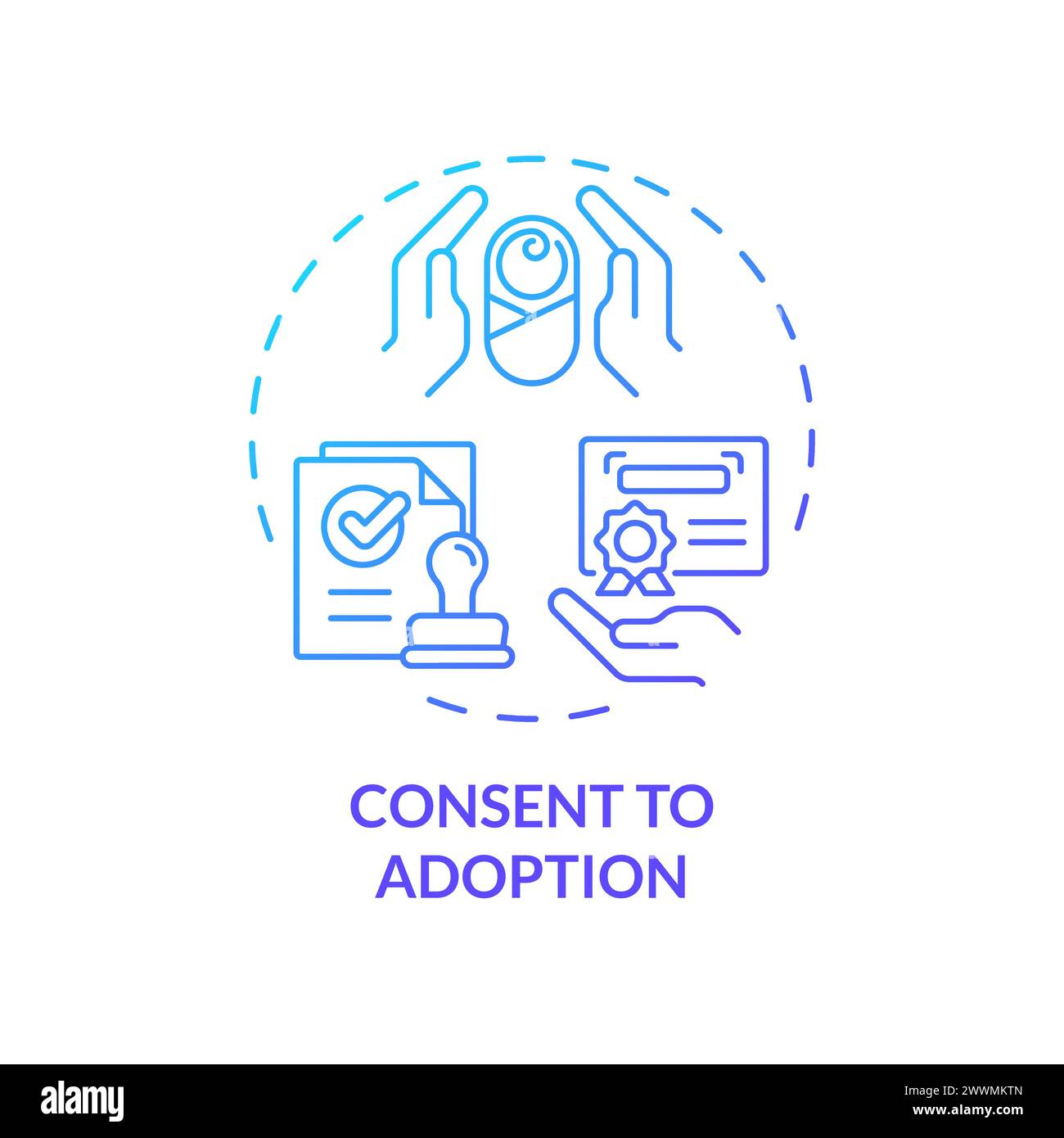 Consent to adoption blue gradient concept icon Stock Vector