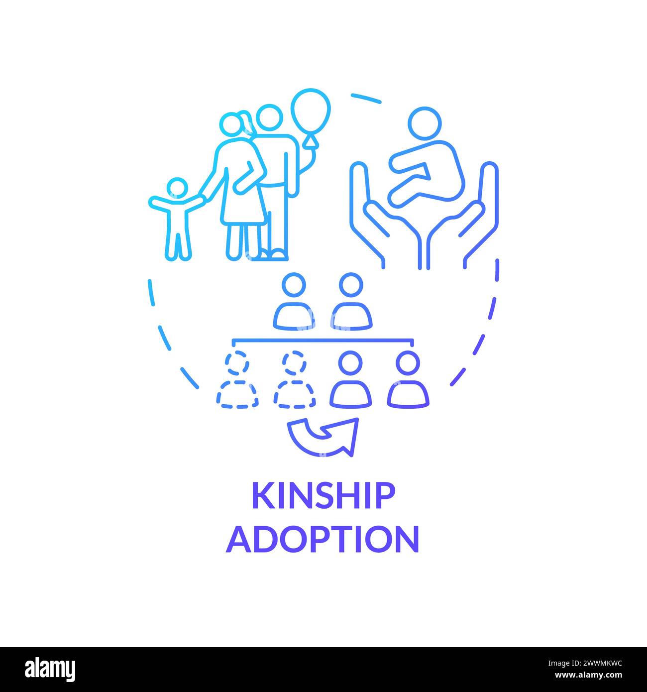 Kinship adoption blue gradient concept icon Stock Vector