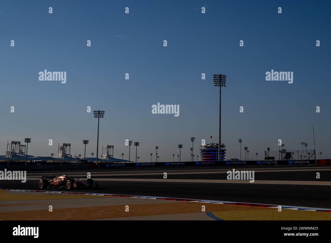 BAHRAIN INTERNATIONAL CIRCUIT, BAHRAIN - FEBRUARY 21: Carlos Sainz, Ferrari SF-23 during the Bahrain Testing at Bahrain International Circuit on February 21, 2024 in Sakhir, Bahrain. (Photo by Michael Potts/BSR Agency) Stock Photo