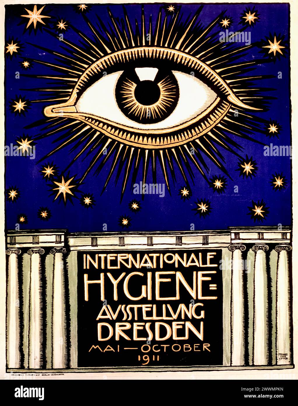 International Hygiene Exhibition, 1911 promotional poster design by Franz von Stuck, 1911 Stock Photo