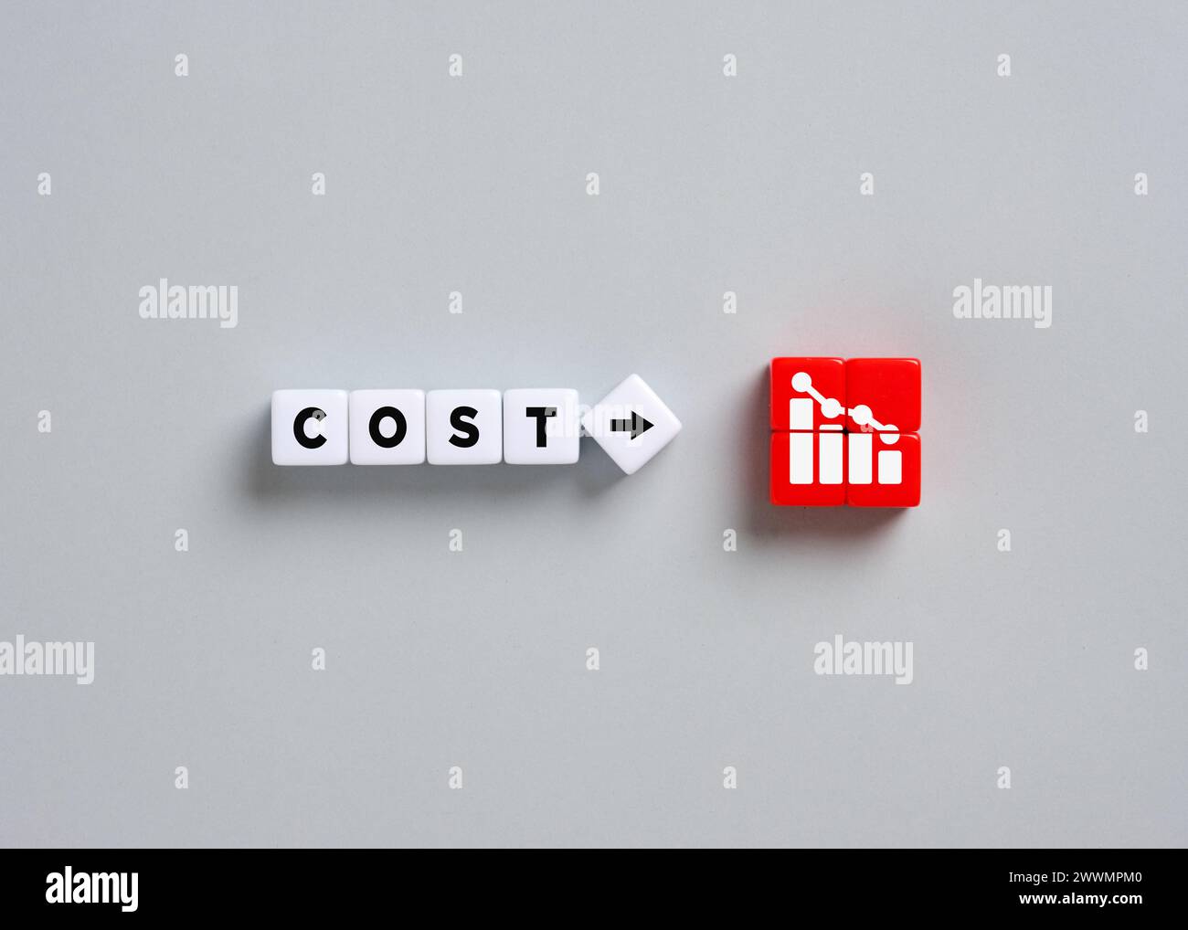 Cost reduction and optimization. Reducing costs. Cost management. Stock Photo