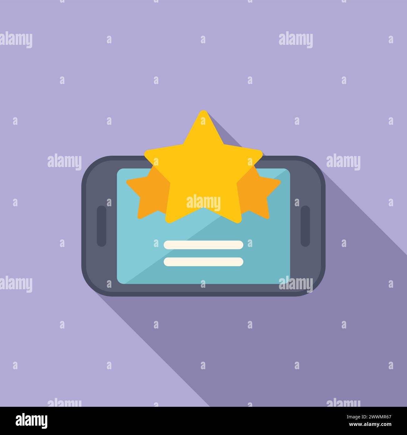 Online smartphone rating icon flat vector. Star button rank. Expression user Stock Vector