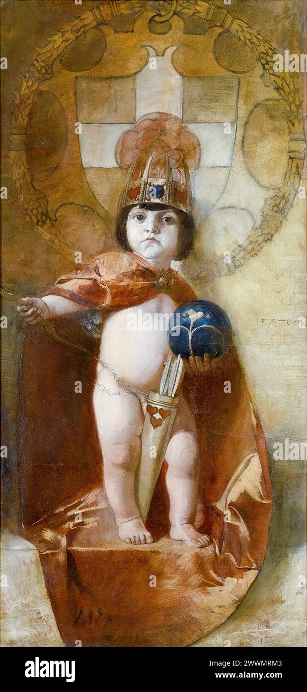 Franz von Stuck, Amor Imperator (Cupid Emperor), painting in oil on cardboard, 1887-1888 Stock Photo