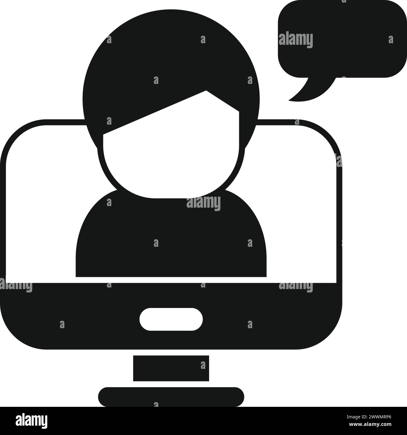 Online computer speech icon simple vector. Influencer message. New blogger Stock Vector