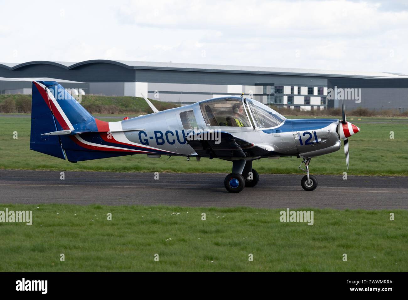 Scottish Aviation Bulldog Series 120 at Wellesbourne Airfield, Warwickshire, UK (G-BCUS) Stock Photo