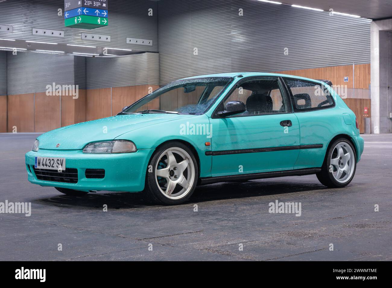 Bilbao, Spain-November 11, 2023: Honda Civic (fifth generation) hatchback in indoor parking Stock Photo