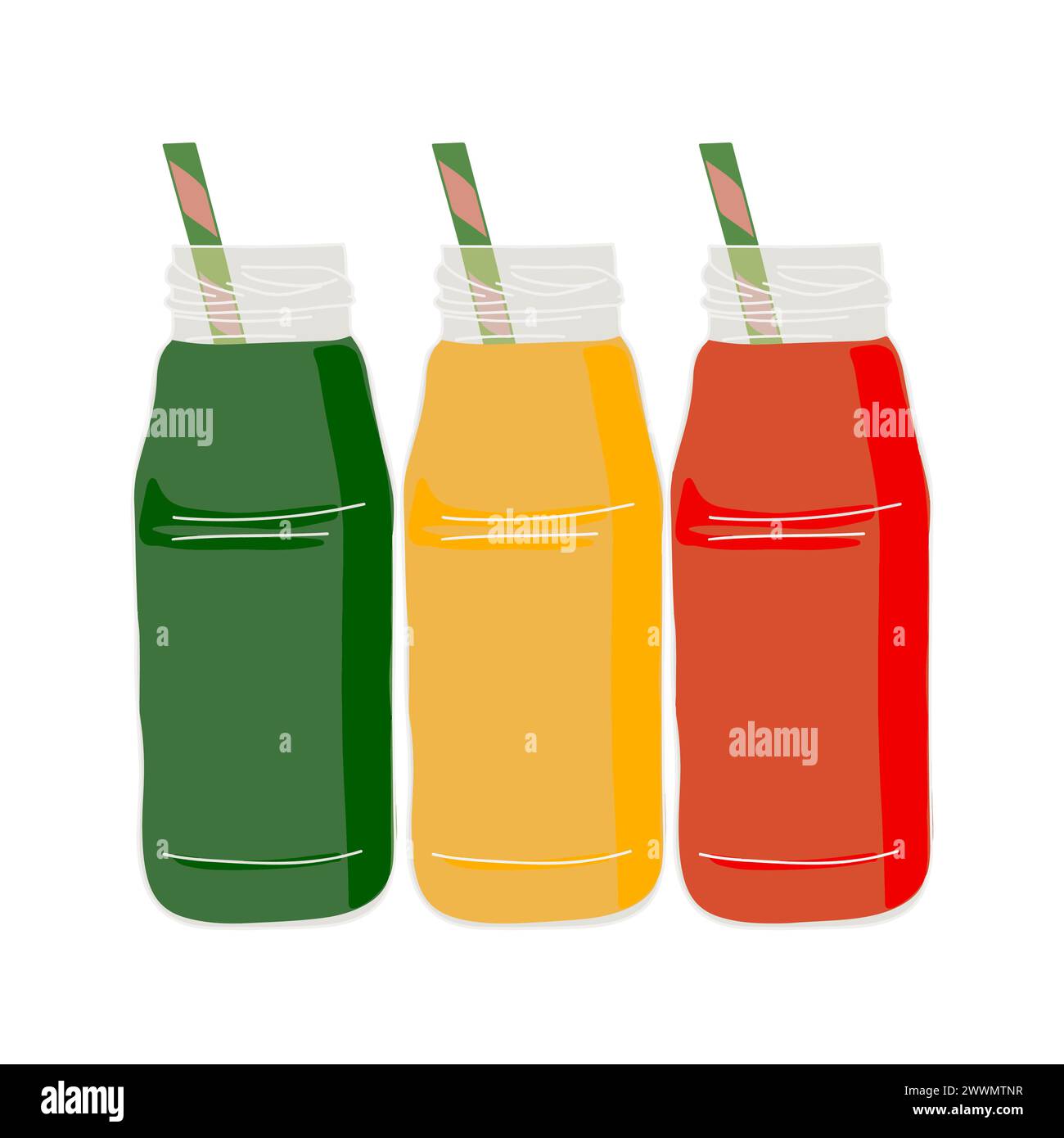 Fruit and vegetable smoothie into bottle, white background Stock Vector ...