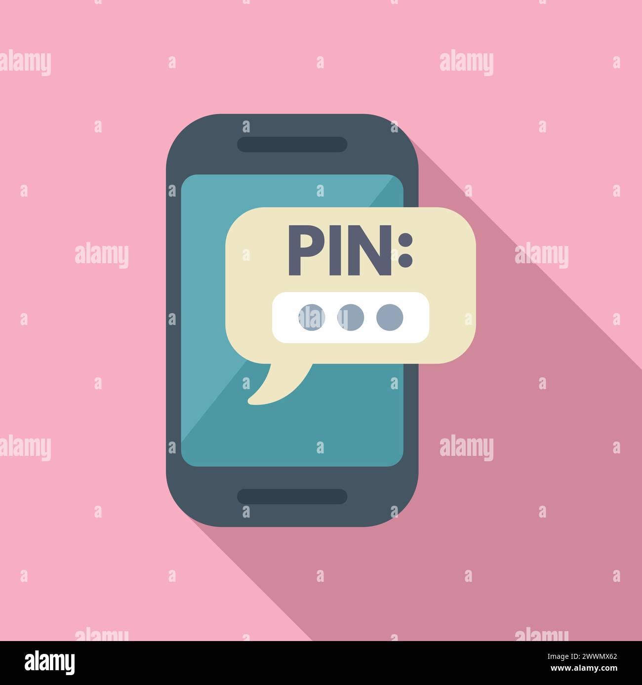 Pin lock smartphone icon flat vector. Id dual process. Multi