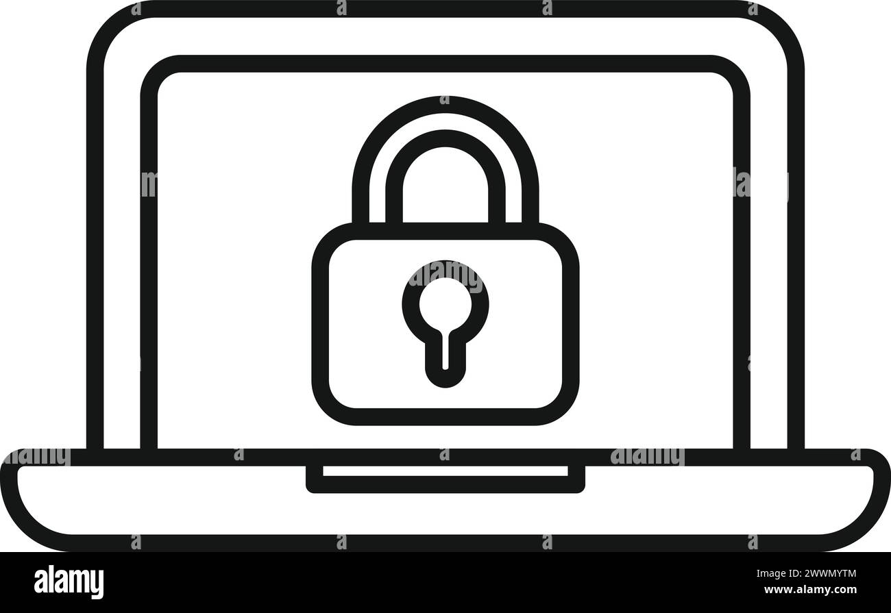 Secured online laptop icon outline vector. Message internet. Laptop process Stock Vector