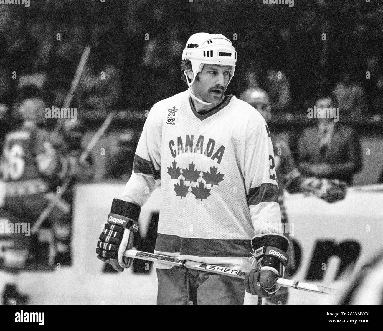 LARY ROBINSON ice hockey player in Canadas team to World Championship in Sweden Stock Photo