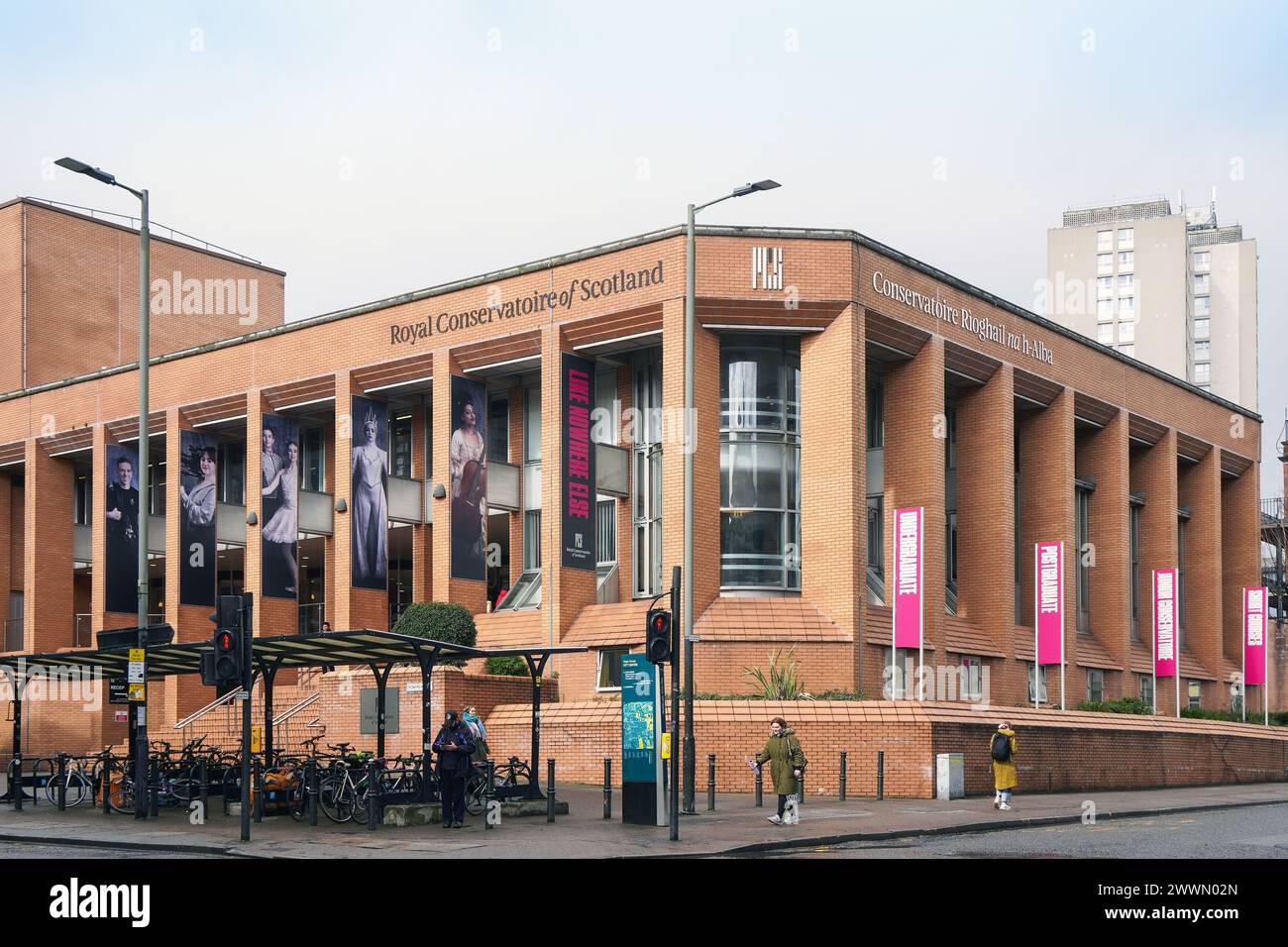 Exterior of the Royal Conservatoire of Scotland, Renfrew Street, Glasgow, Scotland, the drama, dance, film production and music school. Stock Photo