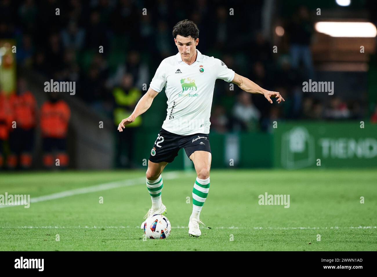 Juan Gutierrez of Real Racing Club with the ball during the LaLiga Hypermotion match between Real Racing Club and CD Eldense at El Sardinero Stadium o Stock Photo