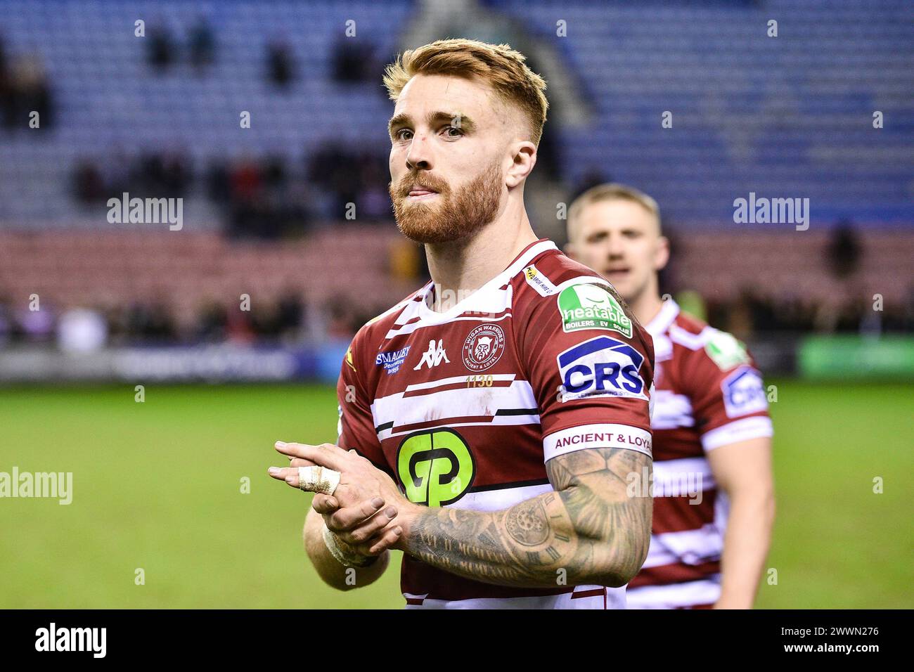 Wigan, England - 22nd March 2024 Adam Keighran of Wigan Warriors. Rugby ...