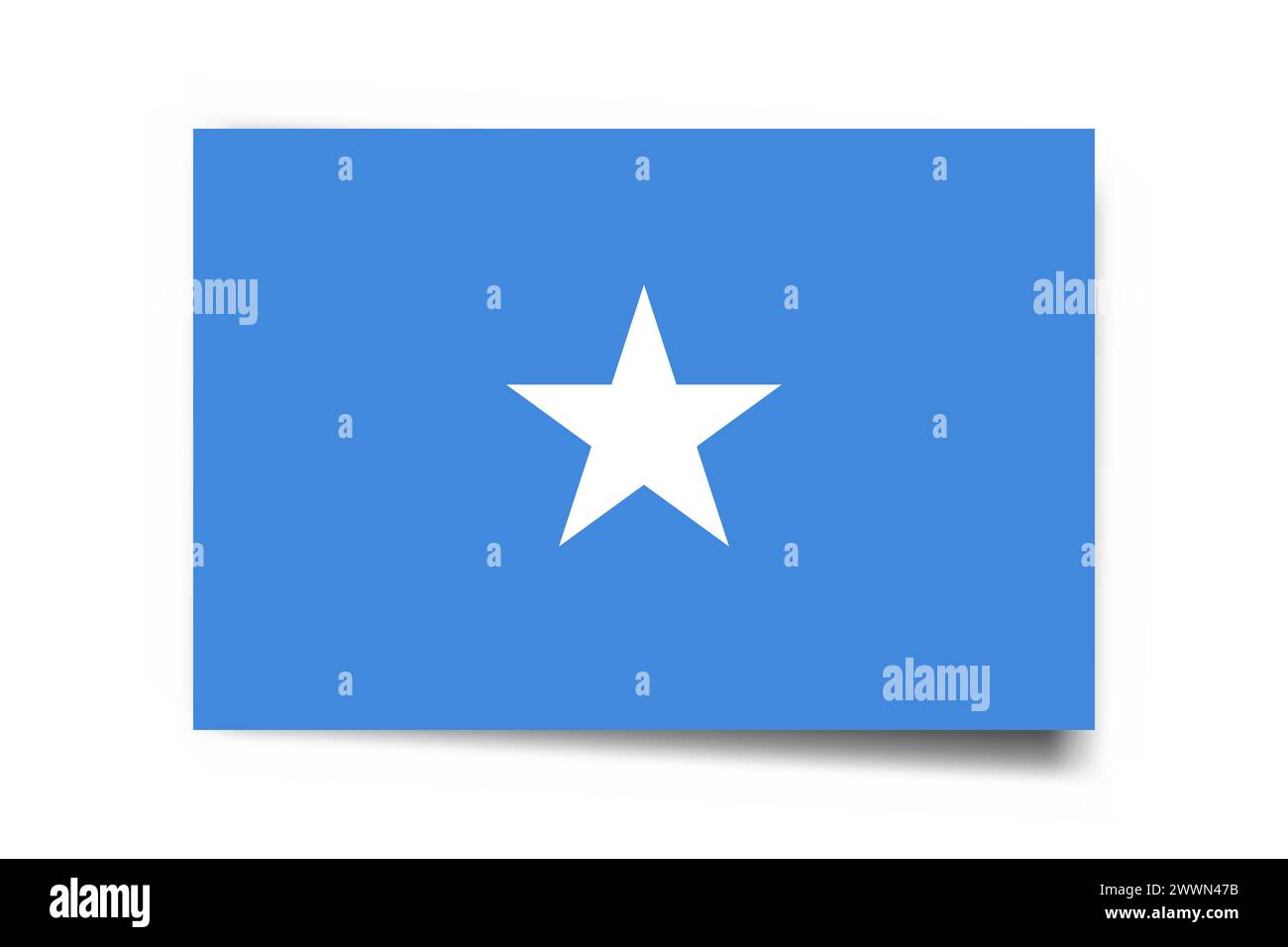 Somalia flag - rectangle card with dropped shadow isolated on white background. Stock Vector