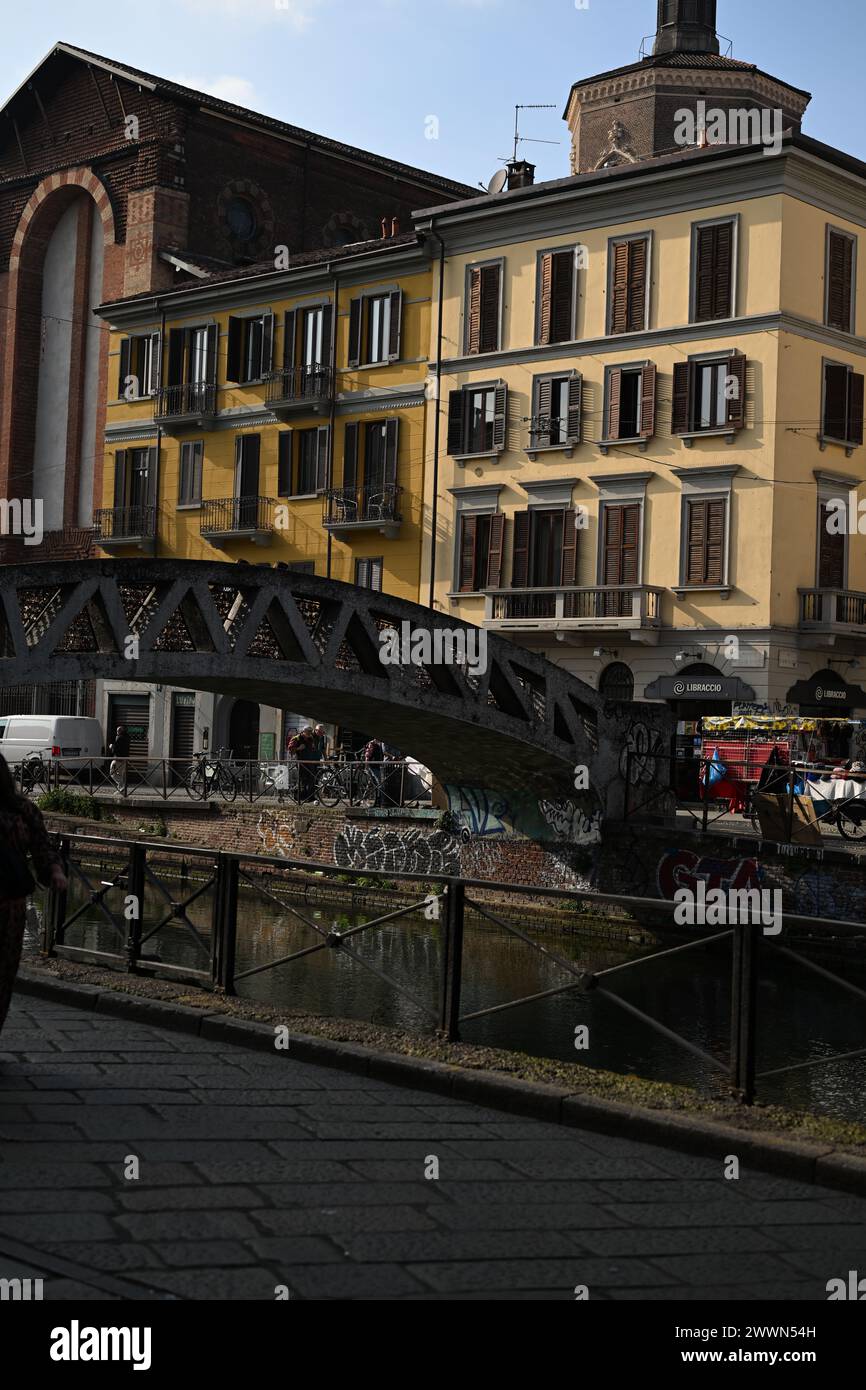 Navigli canal district Milan / Milano - Italy Stock Photo