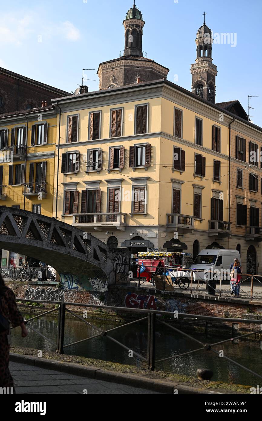 Navigli canal district Milan / Milano - Italy Stock Photo