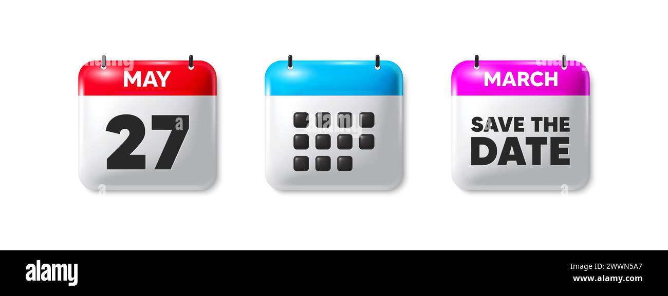 27th day of the month icon. Calendar save the date 3d icon. Event ...