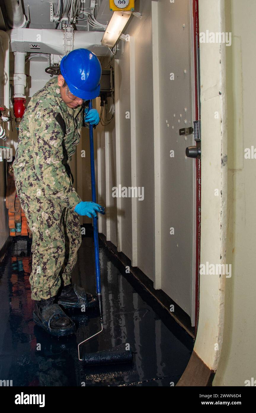 YOKOSUKA, Japan (Feb. 28, 2024) Aviation Boatswain’s Mate (Launch and Recovery Equipment) Airman