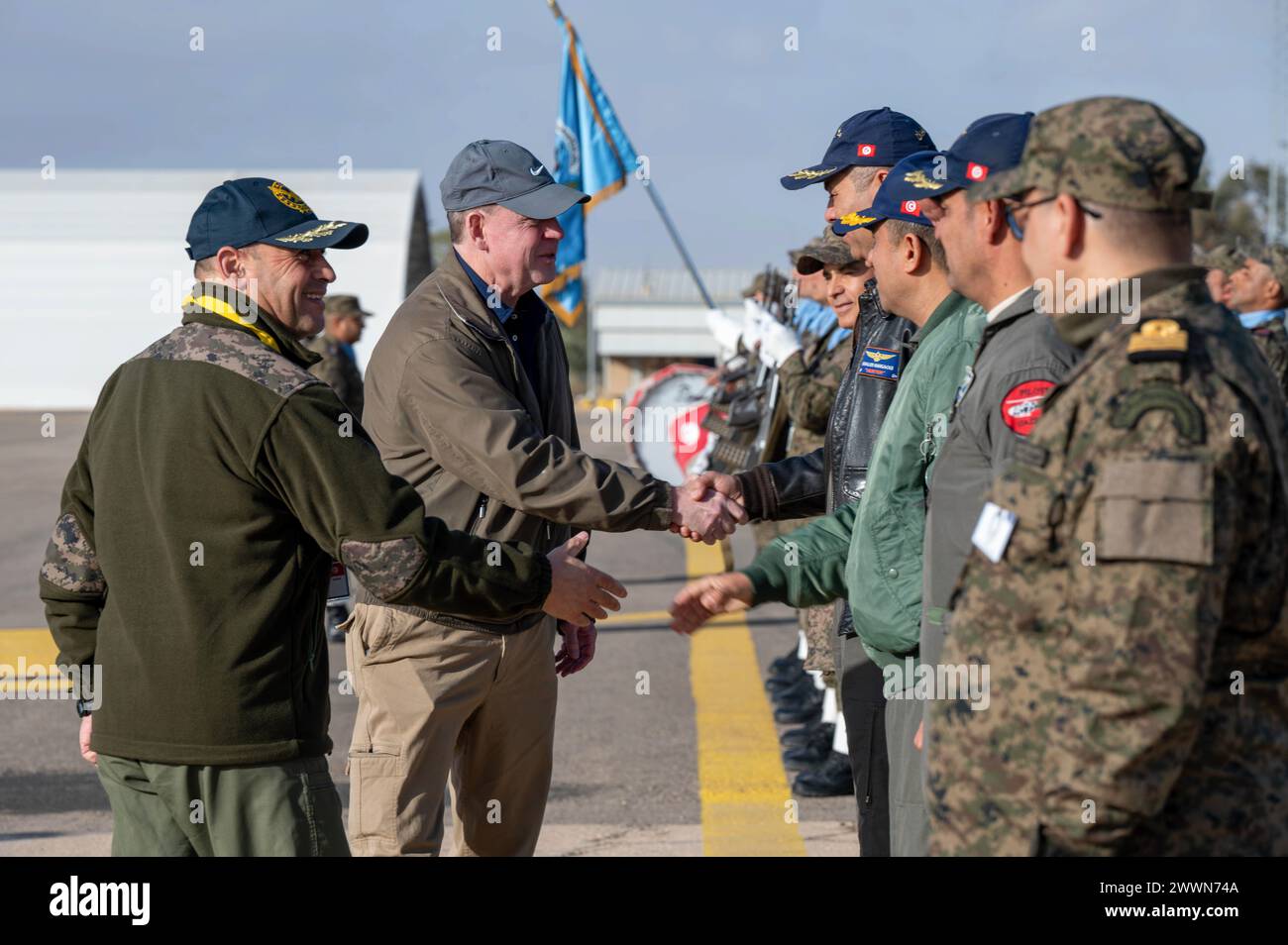 Tunisian Air Force Brig. Gen. Tarek Akremi, left, Tunisisan Air Force