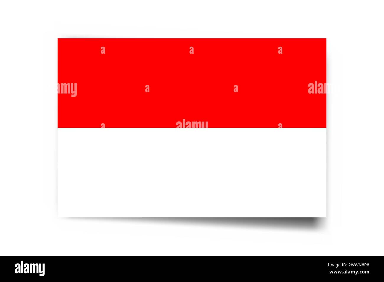 Indonesia flag - rectangle card with dropped shadow isolated on white background. Stock Vector