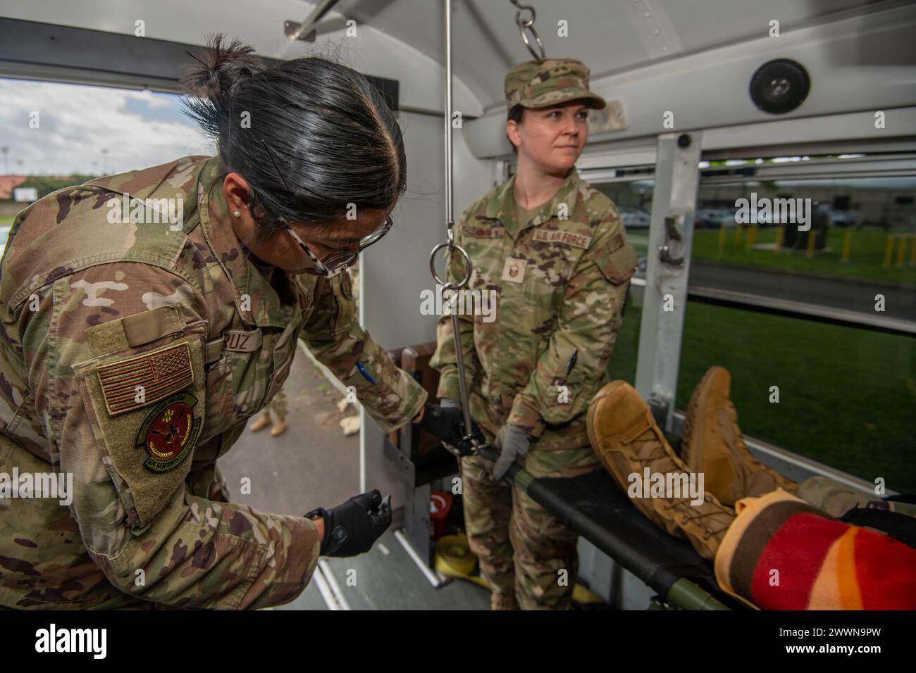 The 624th Aeromedical Staging Squadron members simulated loading