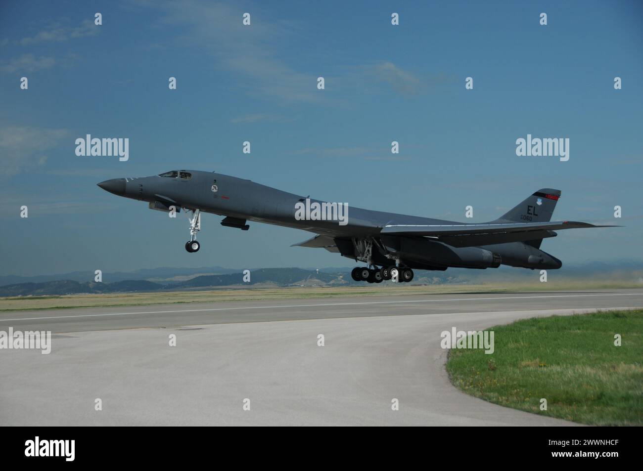 USAF B1-B Bomber Take Off, South Dakota Stock Photo