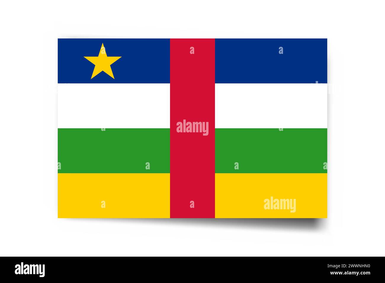 Central African Republic flag - rectangle card with dropped shadow ...