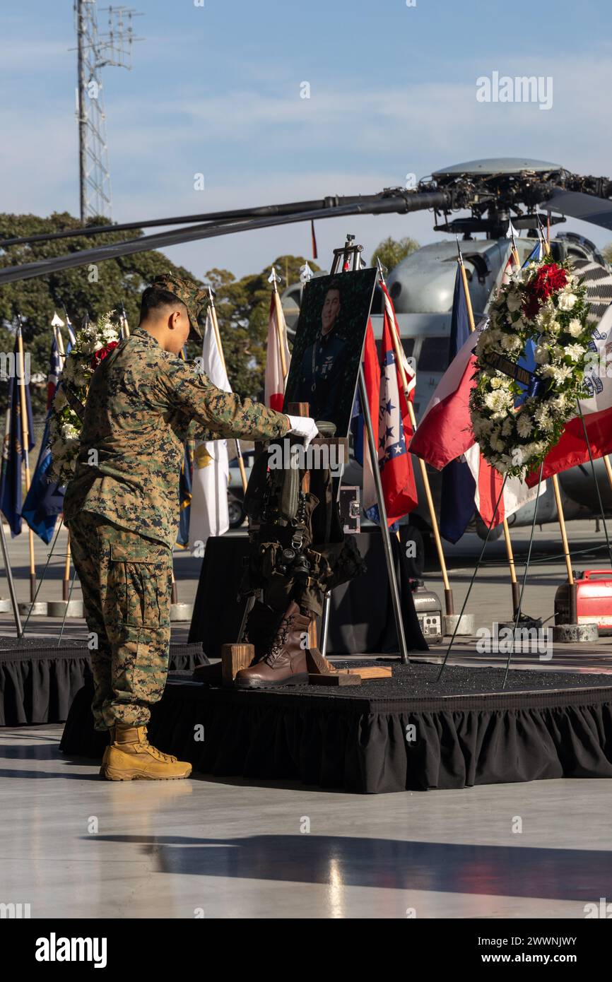 A U.S. Marine with Marine Heavy Helicopter Squadron (HMH) 361, Marine ...