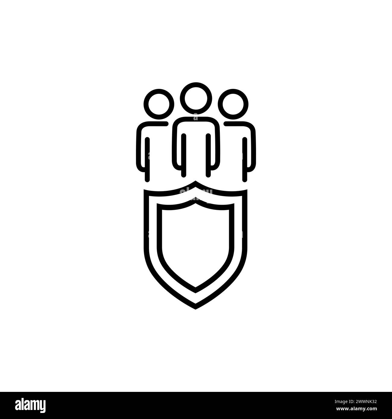 Community care icon, people safety, person group save, protection team