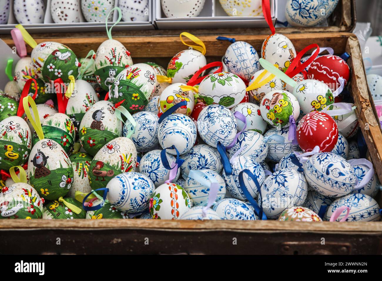 Brno, Czech Republic. 25th Mar, 2025. Easterthemed goods, such as