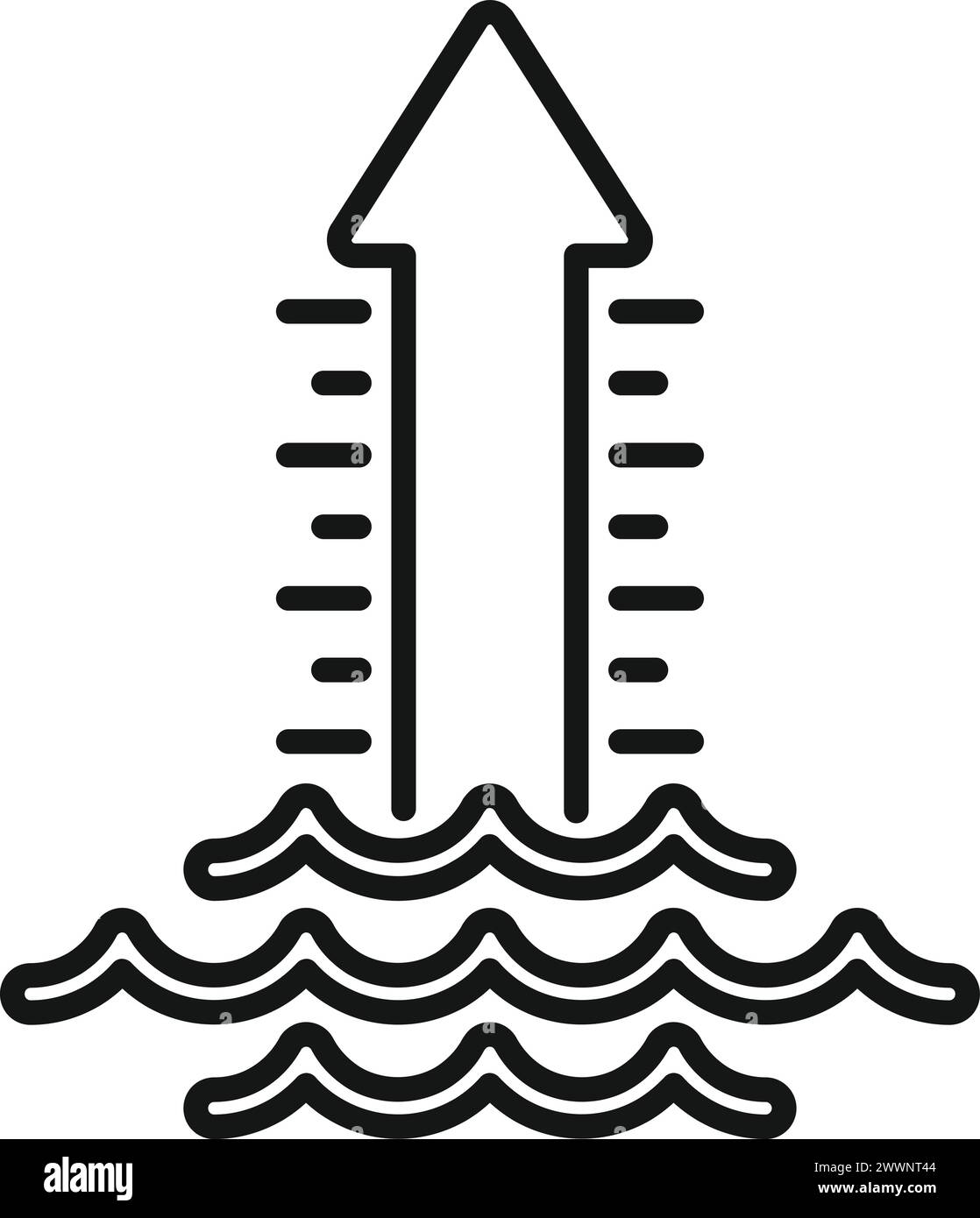 Sea level coast icon outline vector. Warming effect. Climate change