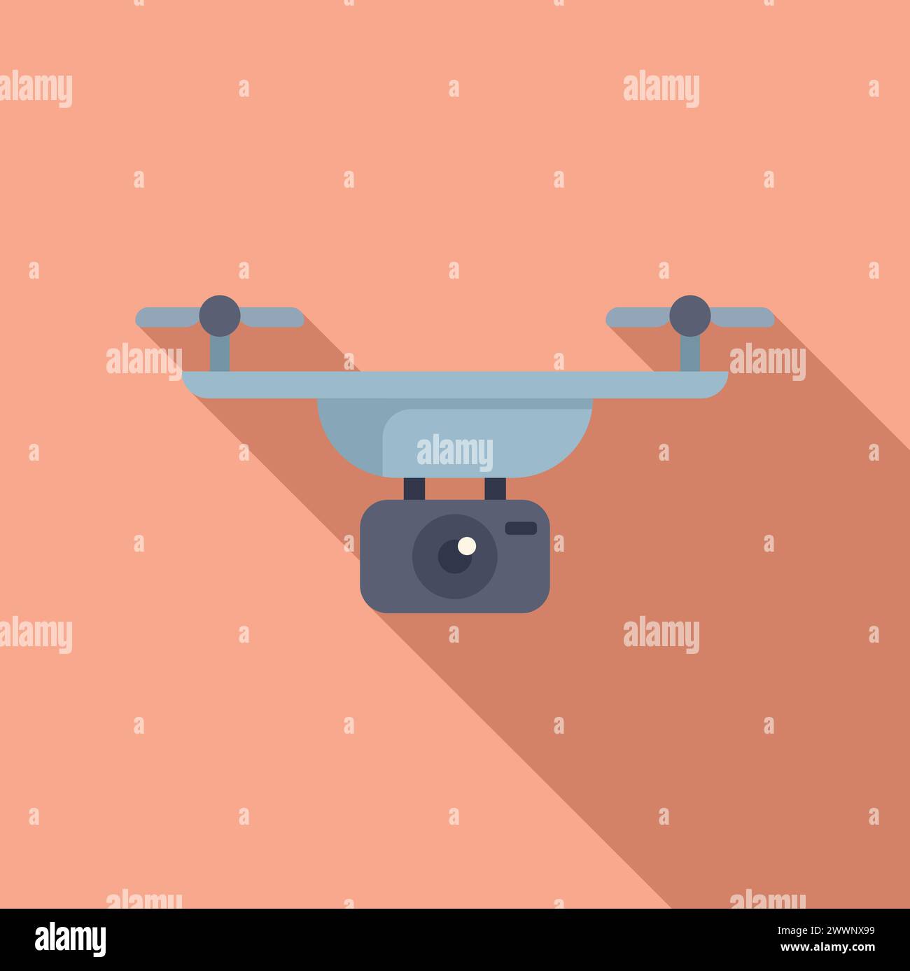 Big camera drone icon flat vector. Vehicle cinema. Aero filming 4k Stock Vector