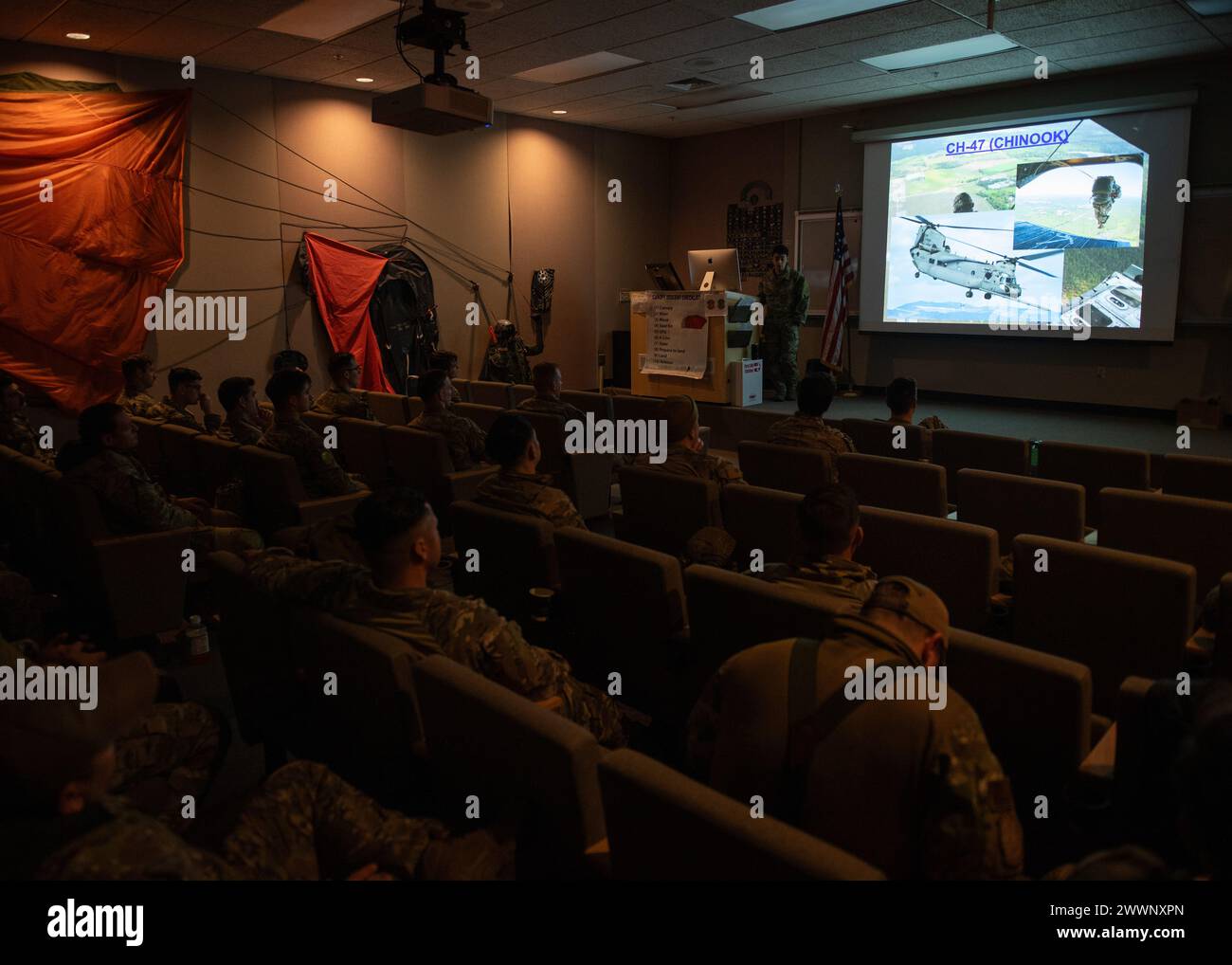 Members of the 116th Air Support Operations Squadron receive a briefing ...