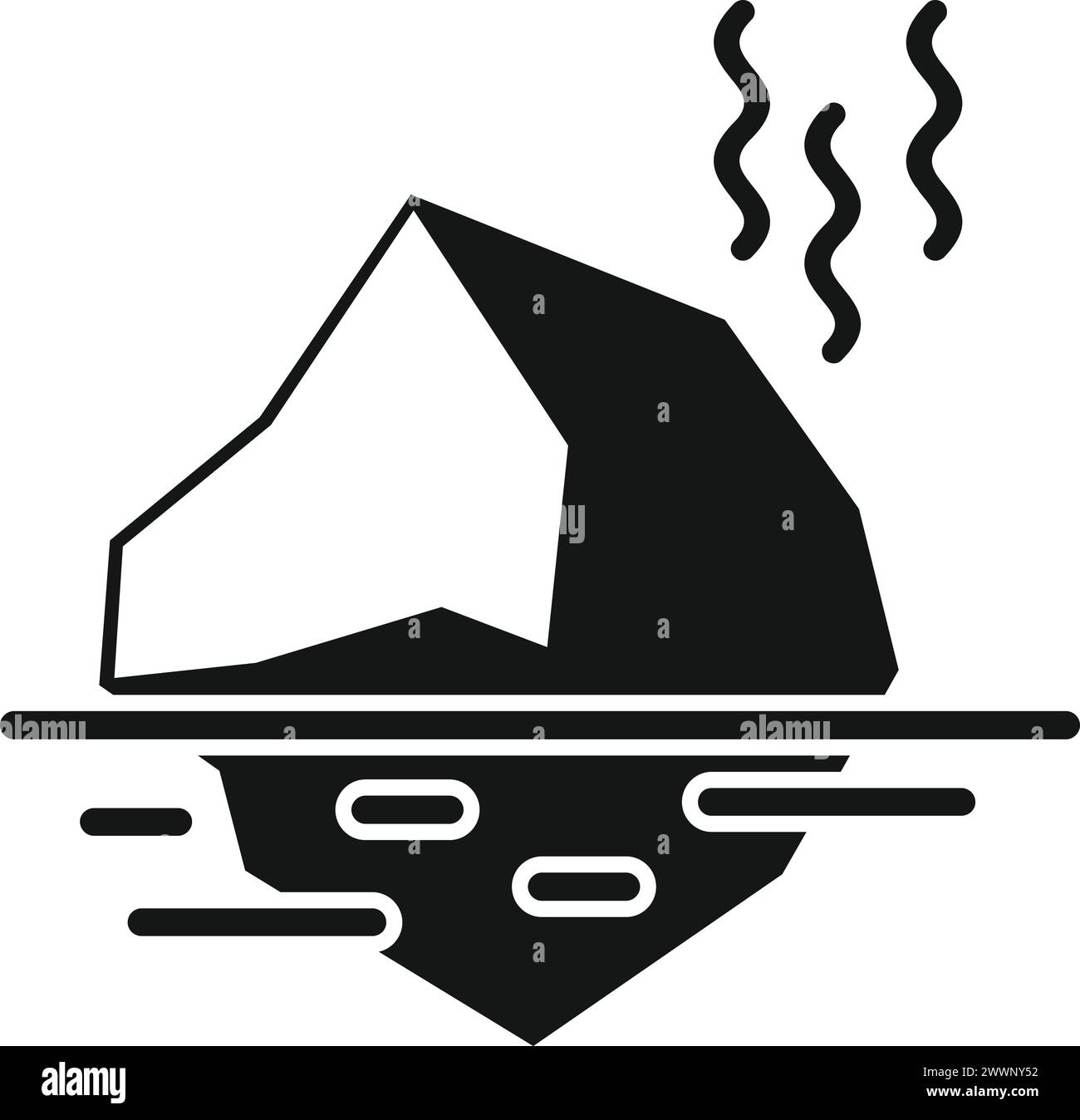 Sea level rise after melting iceberg icon simple vector. Flood risk
