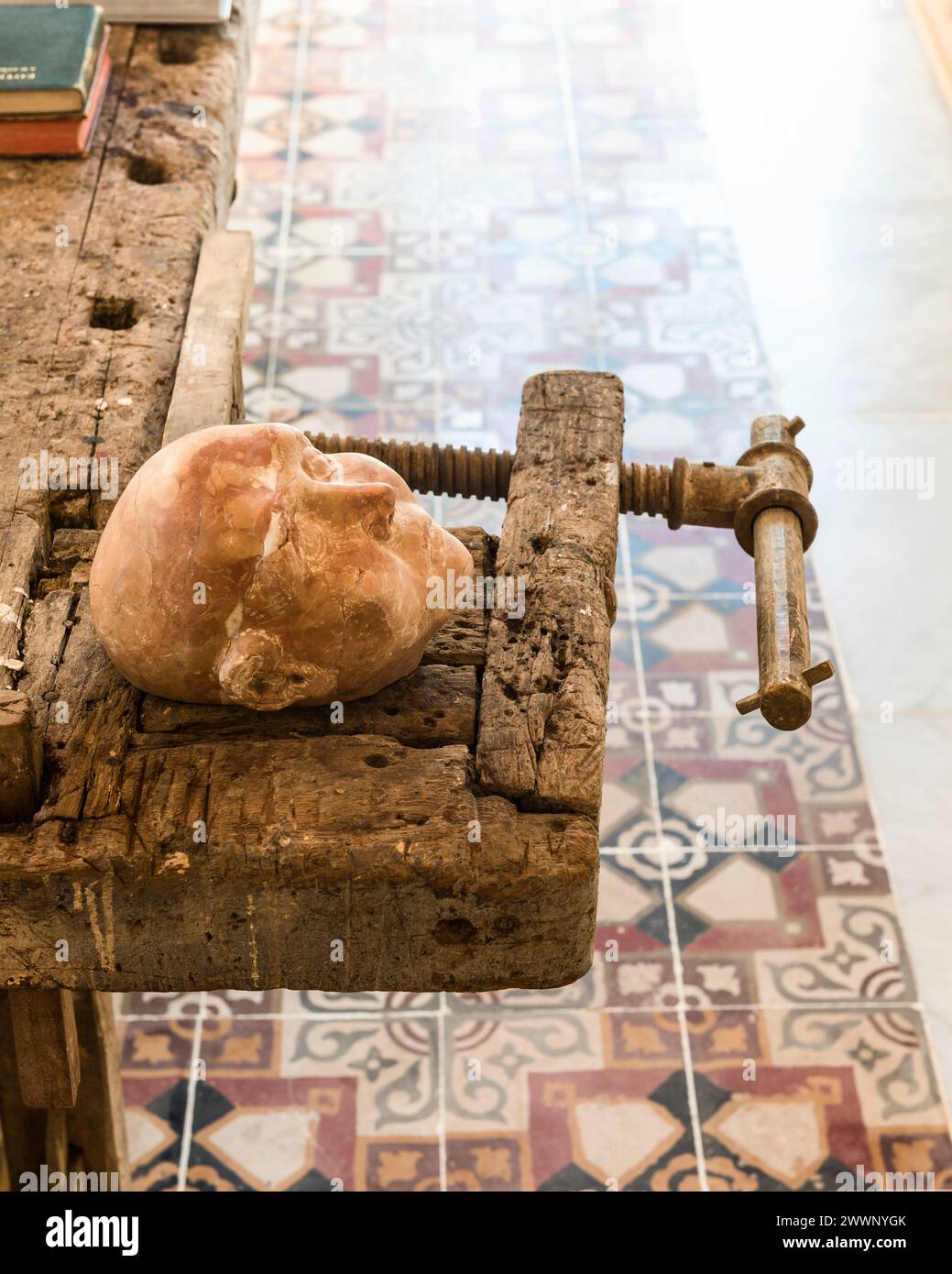 Head in a vice. Beirut, Lebanon. Stock Photo