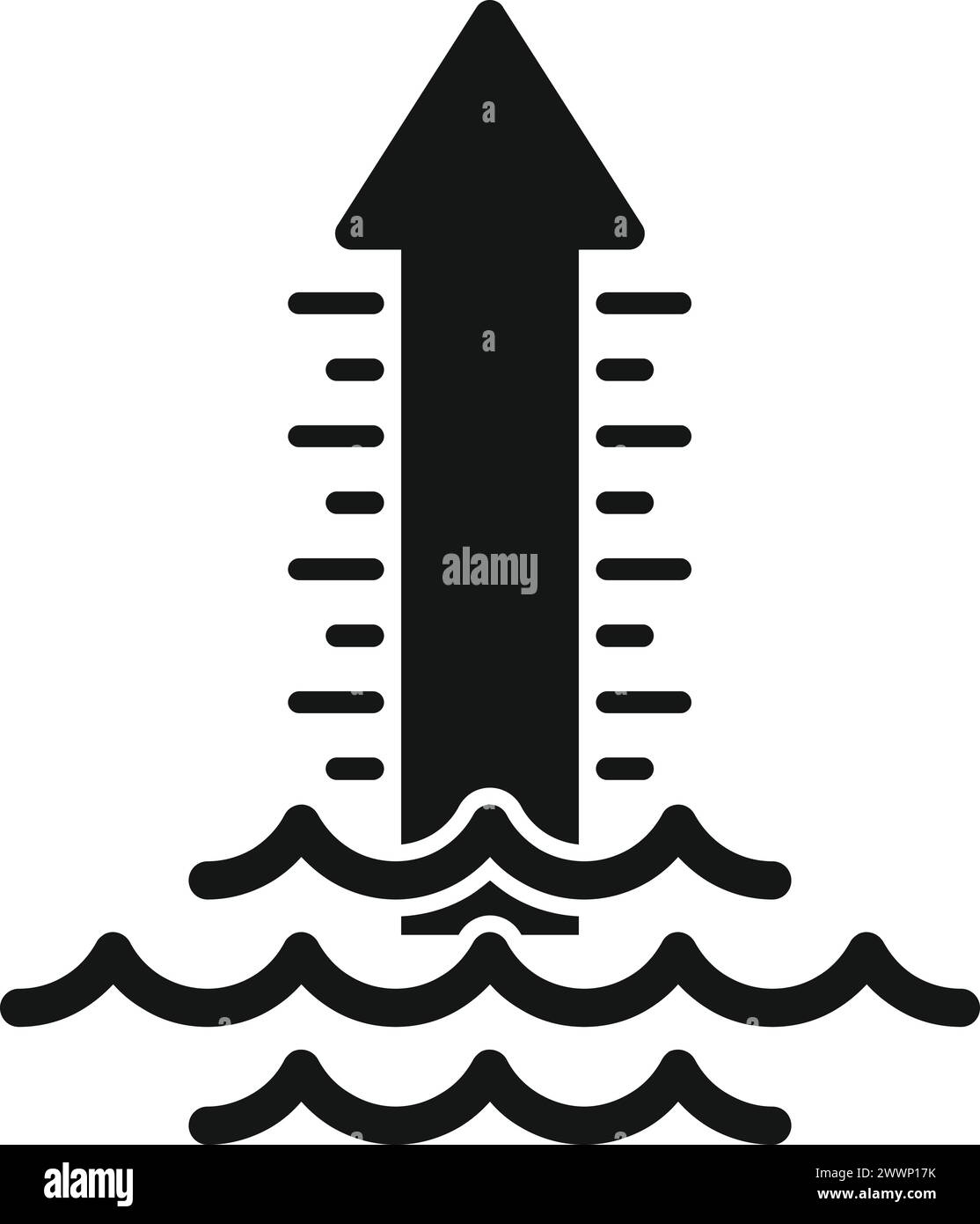 Sea level coast icon simple vector. Warming effect. Climate change
