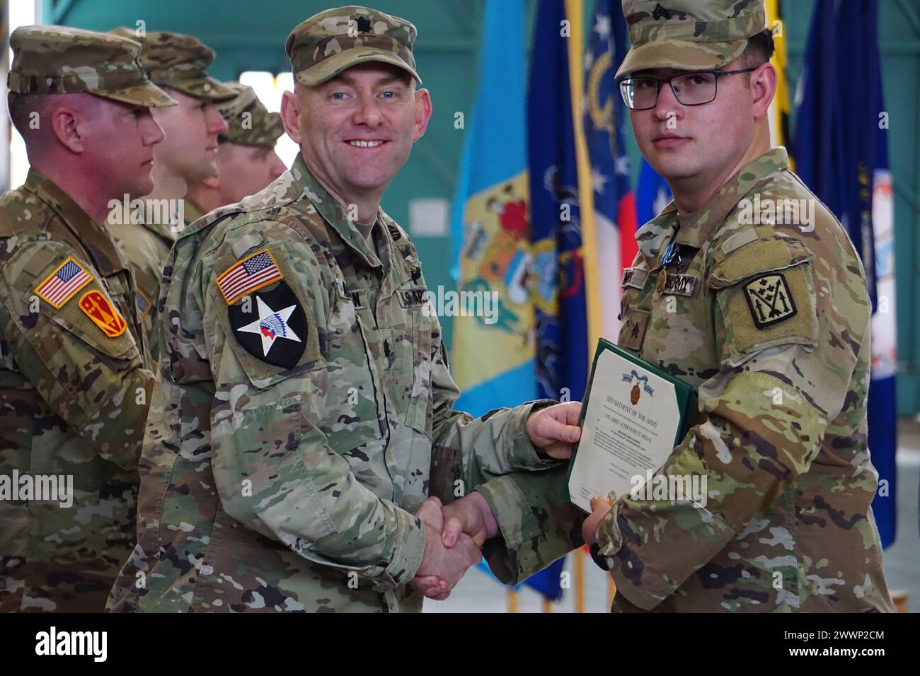 U.S. Army Alpha Battery, 5th Battalion, 4th Air Defense Artillery Regiment hosted a redeployment ceremony in Ansbach, Germany on Feb. 26. Alpha Btry commanded by U.S. Army Capt. Michael Archer deployed the Maneuver Short Range Air Defense (M-SHORAD) air defense system to Poland, Slovakia, and Romania reinforcing NATO’s Easter Flank in Aug. 2023, marking the first operational deployment of the M-SHORAD platform. Stock Photo