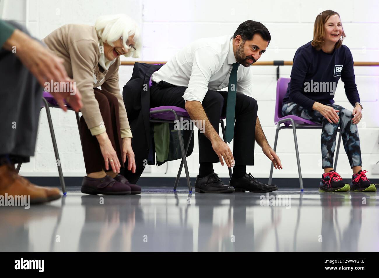First Minister of Scotland, Humza Yousaf, takes part in a dance ...