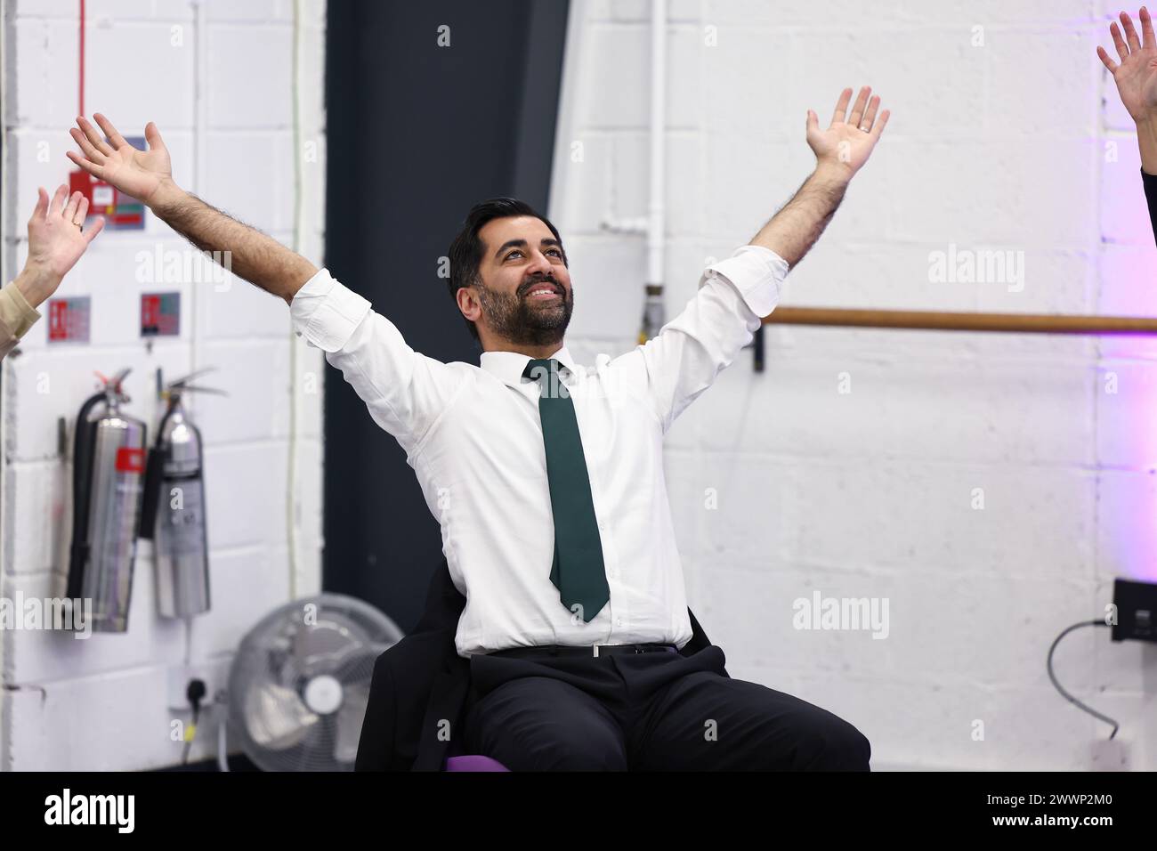 First Minister of Scotland, Humza Yousaf, takes part in a dance ...